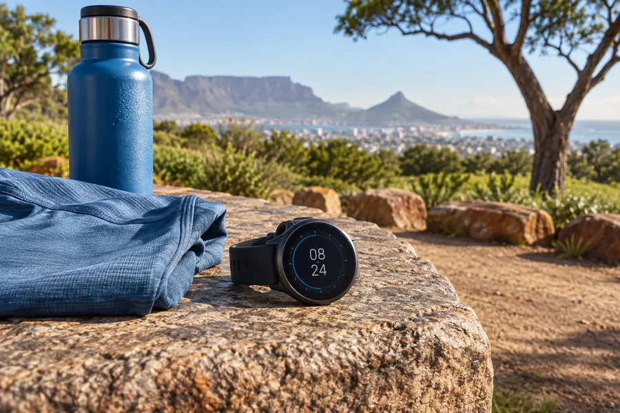 Illustrative smartwatches and connected wearables scene